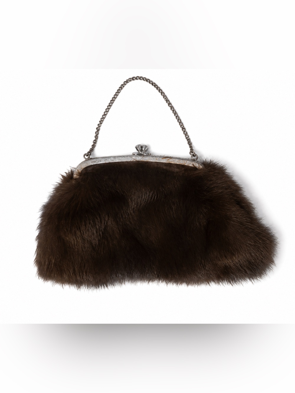 Mink Clutch Wristlet in Dark Brown